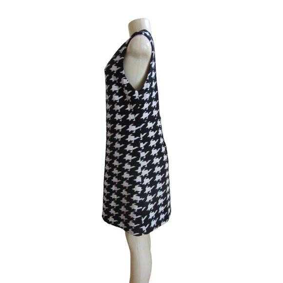 Alice & Olivia Everleigh Black/White Houndstooth Mini Dress w Sheer Back Size 12 - Picture 3 of 6